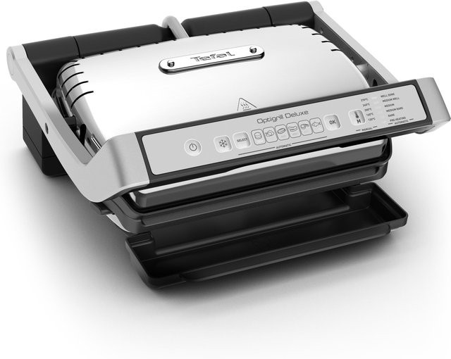 Tefal OptiGrill Deluxe GC707D Kontaktgrill in Schwarz und Edelstahl mit 2000 W und 600 cm² Grillfläche - Bild 2