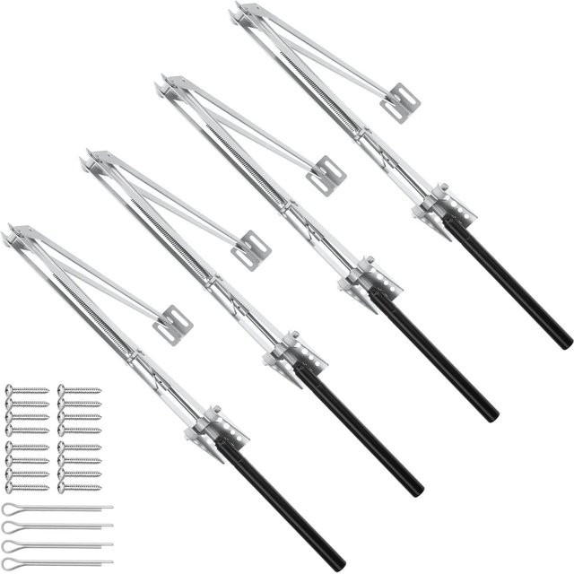 Tectake Automatischer Fensteröffner für Gewächshaus, 4er Set, Temperaturgesteuert, Hubkraft 7 kg, Silber, B/H: 32 x 4,5 cm, B/H: 50 x 5 cm - Bild 1