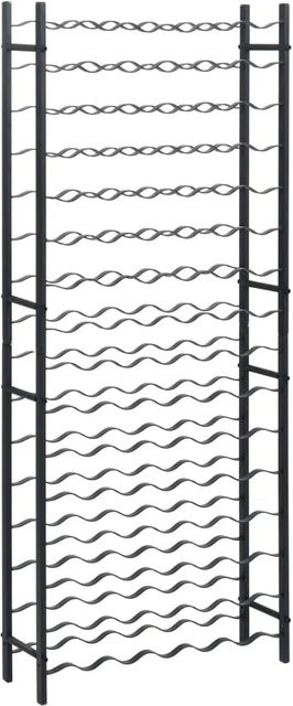 vidaXL Weinregal aus Eisen in Schwarz für 96 Flaschen, freistehendes Regal im Industriestil, H x B x T: 157 x 64 x 22 cm - Bild 1