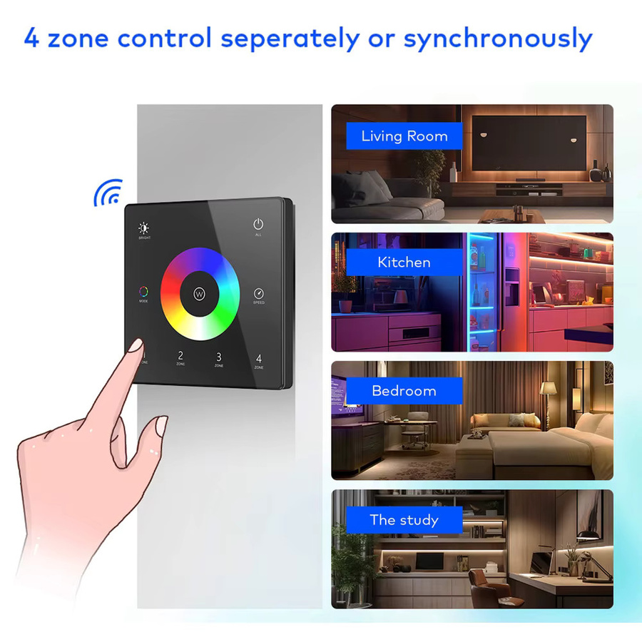 CENFAYA ZigBee 5 in 1 LED Controller mit RF Touch Panel, Smart Dimmer Kit für LED Streifen mit App- und Sprachsteuerung, DC 12V 24V, RGB Unterstützung - Bild 5