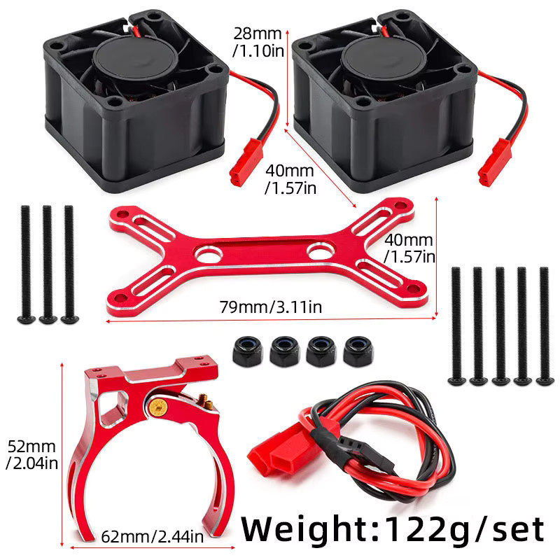 4985 1717 Bürstenloser Motor Kühlkörper Dual Lüfter Kühlkörper, Zubehör, Rot, Metall - Bild 1