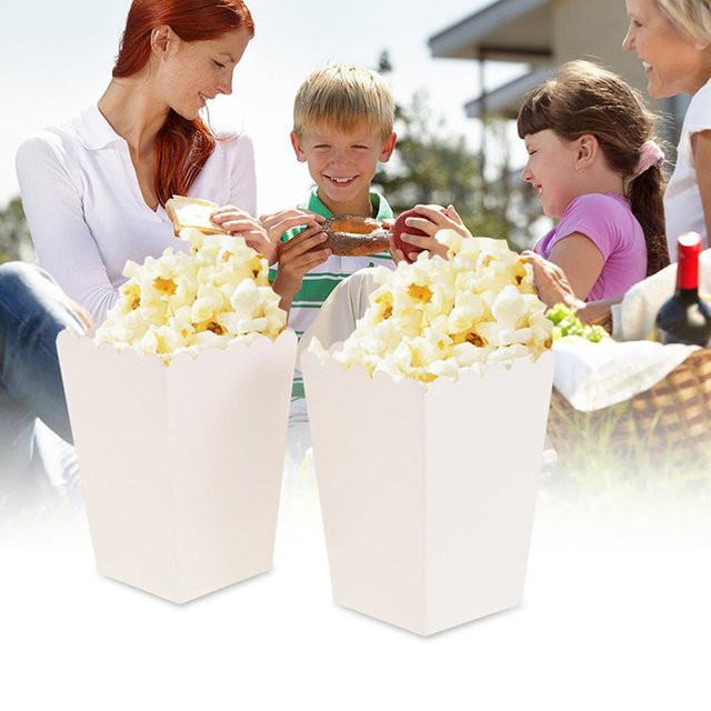 10er Set Einweg Mini Popcorn Boxen aus Papier in Weiß für Party, Hochzeit oder Geburtstag - Bild 1