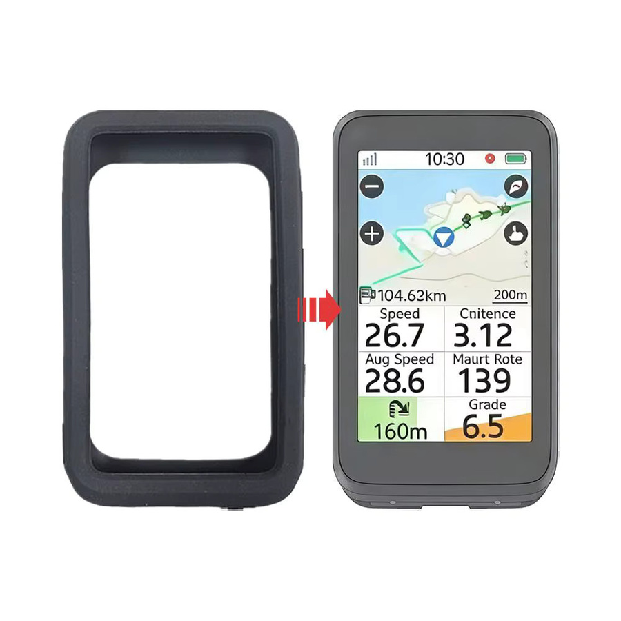 Silikon-Schutzhülle in Schwarz für BiNavi Air GPS Fahrradcomputer mit Display-Schutzfolie - Bild 3