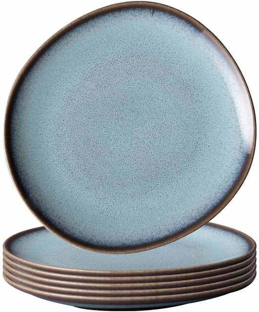 Villeroy & Boch like. Brotteller Lave Glacé, 6er Set, Stoneware, Weiß/Blau, B: 17,6 cm, T: 16,8 cm - Bild 1