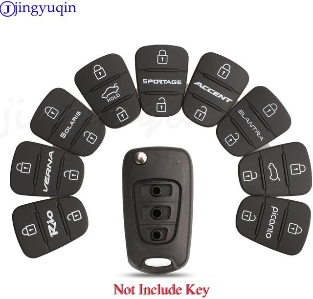 Jingyuqin Gummi Taste Pad für Kia Hyundai Fernbedienung Auto Schlüssel in Schwarz - Bild 1