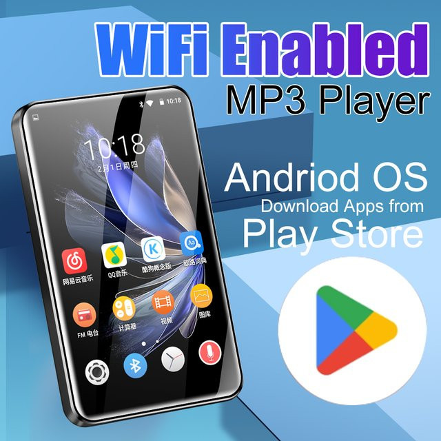 Famue WLAN-MP3-Player mit Bluetooth, Android 10 Touchscreen und App-Download in Schwarz - Bild 1