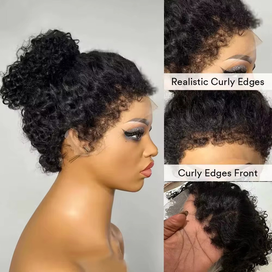 DC hair Bob-Perücke, lockiges Echthaar, Lace-Front, transparent - Bild 2