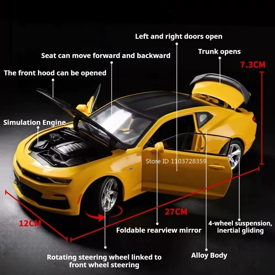 RMZ city Camaro 530LI Modellauto, 1:18, Metall, mit öffnenden Türen, lenkbaren Vorderrädern und Stoßdämpfung - Bild 3