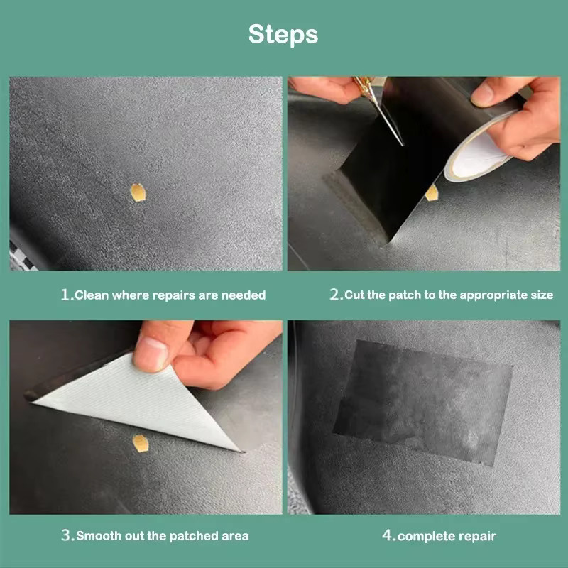 Amagi Selbstklebendes Leder-Reparaturband in Schwarz für DIY-Reparaturen an Möbeln, Autositzen, Taschen und Jacken - Bild 5