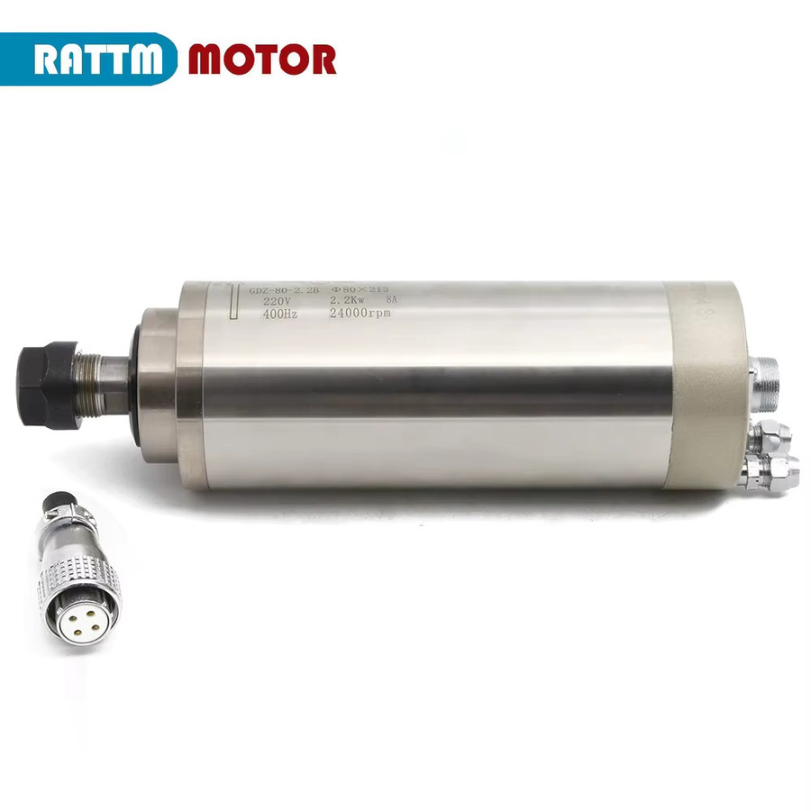RATTMMOTOR 2,2 kW ER20 wassergekühlter Spindelsatz mit Wechselrichter, 80-mm-Spindelhalterung und 75-W-Wasserpumpe - Bild 2