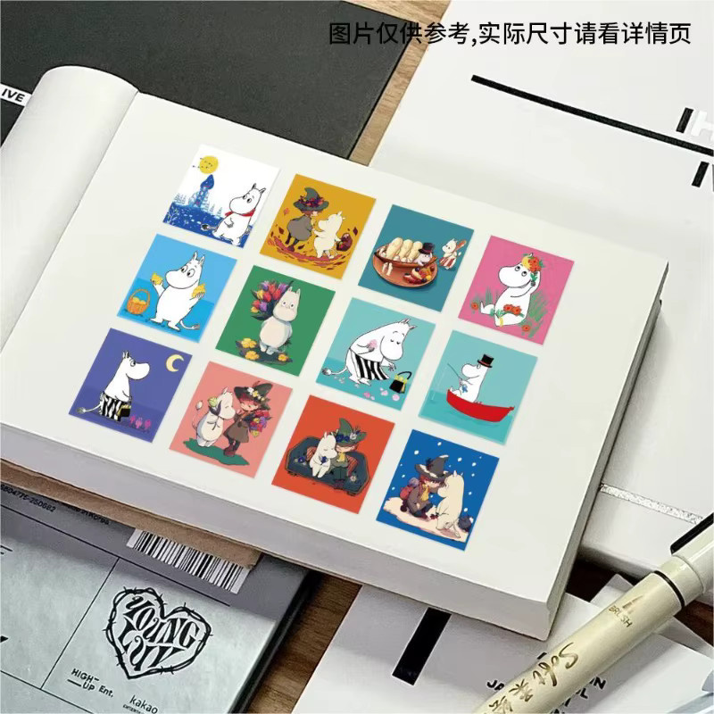 Bandai Moomin Cartoon Sticker Set mit lockigen Avataren in Multicolour für DIY Journal und Dekoration - Bild 3
