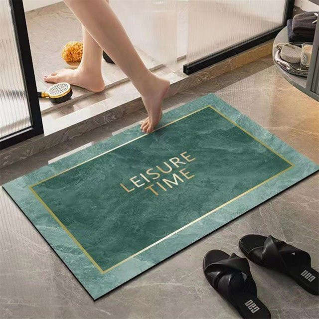 Rutschfeste Kieselgur Fußmatte für Badezimmer und Eingangsbereich, schnell trocknend, Farbe: Grün, B/T: 60 x 40 cm - Bild 1