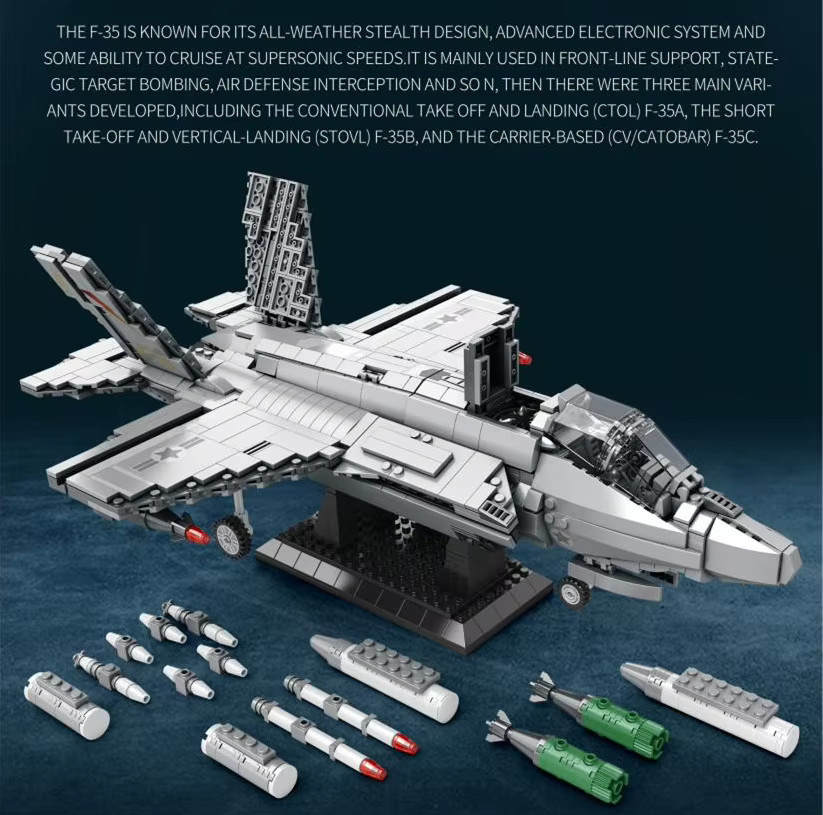 barweer F-35 Lightning Kampfflugzeug, Modellbausatz, 1600 Teile - Bild 3