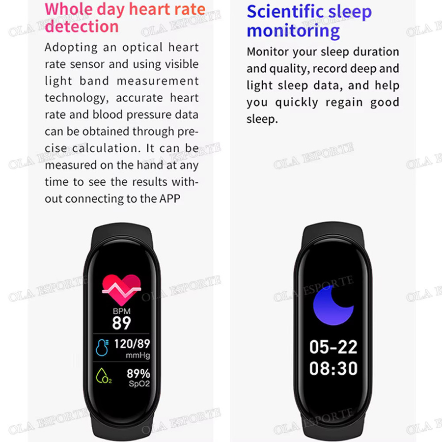 Ola Esporte Smart Watch Fitness Armband in Schwarz mit Bluetooth, Wasserdichtigkeit und Gesundheitsmonitor - Bild 5