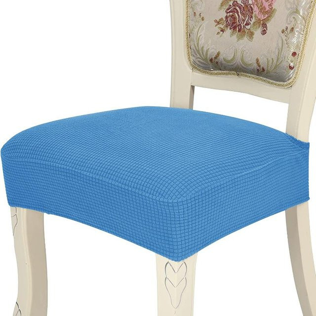Abnehmbare Jacquard Stuhlsitzbezüge aus Stretch-Spandex in Blau für Esszimmerstühle - Bild 1