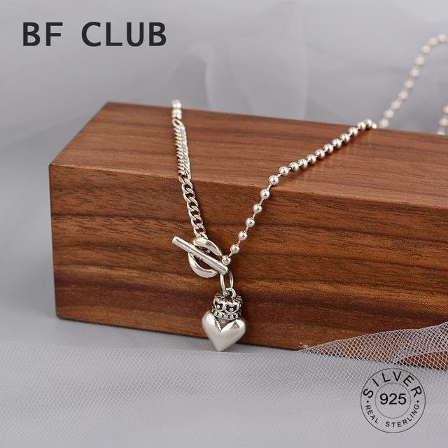 Wucifang Jewelry Halskette Choker, 925 Sterling Silber, Herz, Damen, weiß - Bild 1