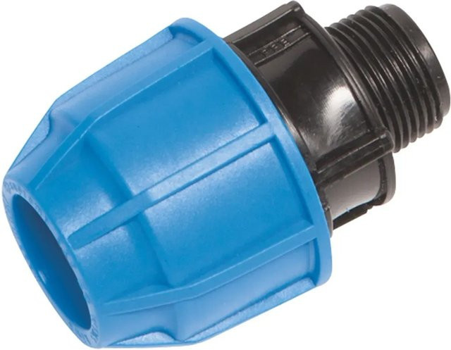 LUX-TOOLS Reduzierstück Verbindungsstück für PE-Rohre Ø 25 mm x 26,4 mm mit R 3/4 Zoll in Blau und Grau - Bild 1