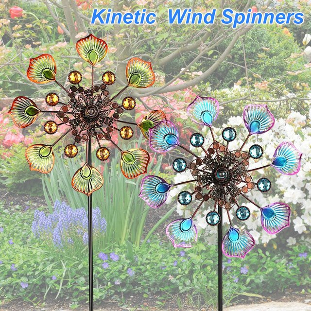 Wetterbeständiges Windspiel aus Metall in Pfauendesign mit stabilem Pfahl, Mehrfarbig, Höhe: 90 cm - Bild 1