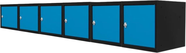 PROREGAL Blocky Schließfachwürfel Set aus 6 Stück mit Drehriegelschloss für Vorhängeschlösser, Farbe: Anthrazit/Lichtblau, B/T/H: 40 x 40 x 40 cm - Bild 1