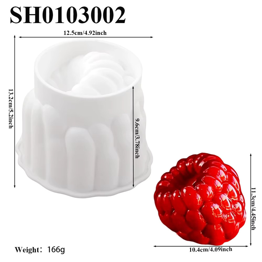 SHENHONG Silikon Backform Himbeer-Design für Mousse und Schokolade mit 12 Zellen - Bild 3