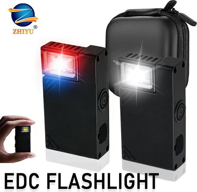ZHIYU Wiederaufladbare Mini-EDC-Taschenlampe mit LED, Magnet-Arbeitslicht und Stift-Clip in Schwarz - Bild 1