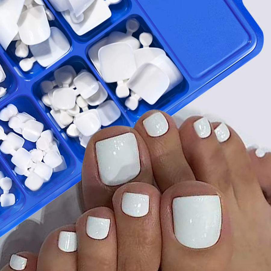 MAFANAILS Press-On Zehennägel, weiß, glänzend, Damen, 100 Stück - Bild 3