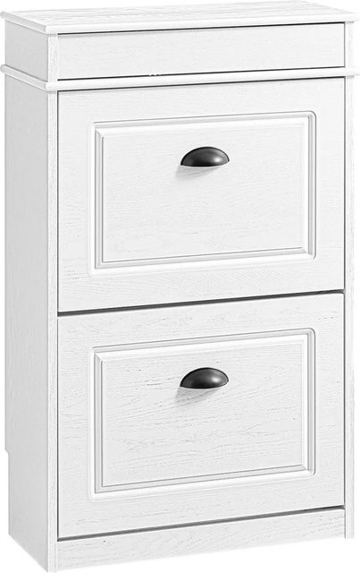 SoBuy Schuhschrank FSR78 Weiß mit 2 Klappen und 4 Ablageflächen, schmaler Schuhkipper für Flur und Wohnzimmer, B/T/H: 54 x 24 x 82 cm - Bild 1