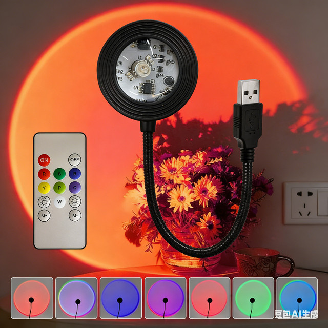 GGBEE USB-Nachtlicht RGB Farbwechsel Sonnenuntergangslampe als Stimmungslicht für Schlafzimmer und Fotografie in Multicolour - Bild 1
