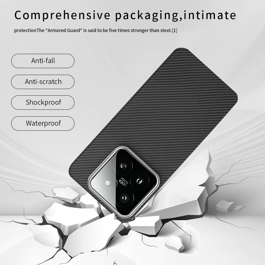 DIXSG Noctilucent Case für Xiaomi 17 aus Carbon 600D Kevlar Aramidfaser-Gewebe, magnetisch, Schwarz-Rot - Bild 4