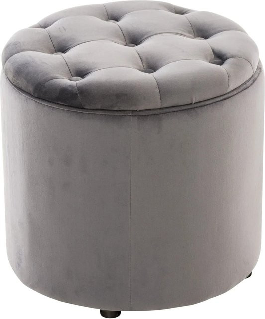 DELUKE Sitzhocker CUTUN Polsterhocker aus Samt in Grau, B/T/H: 44 x 44 x 42 cm - Bild 1