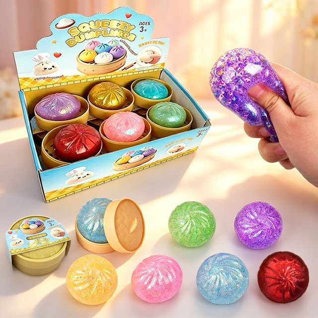 Bandai Glitzer-Dumpling-Squishies mit Bambus-Dampfgarer, Überraschungsbox, ab 3 Jahren - Bild 1