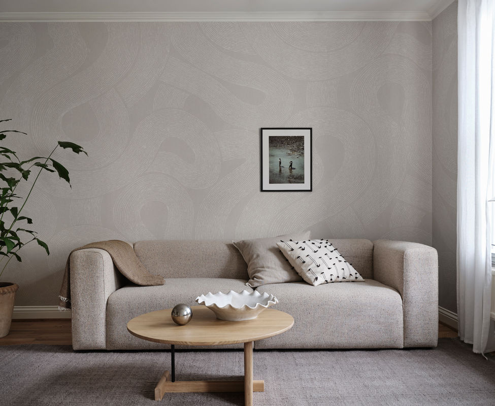 Sandberg Mural Zen Tapete Vlies in Grau minimalistisches Design - Bild 2