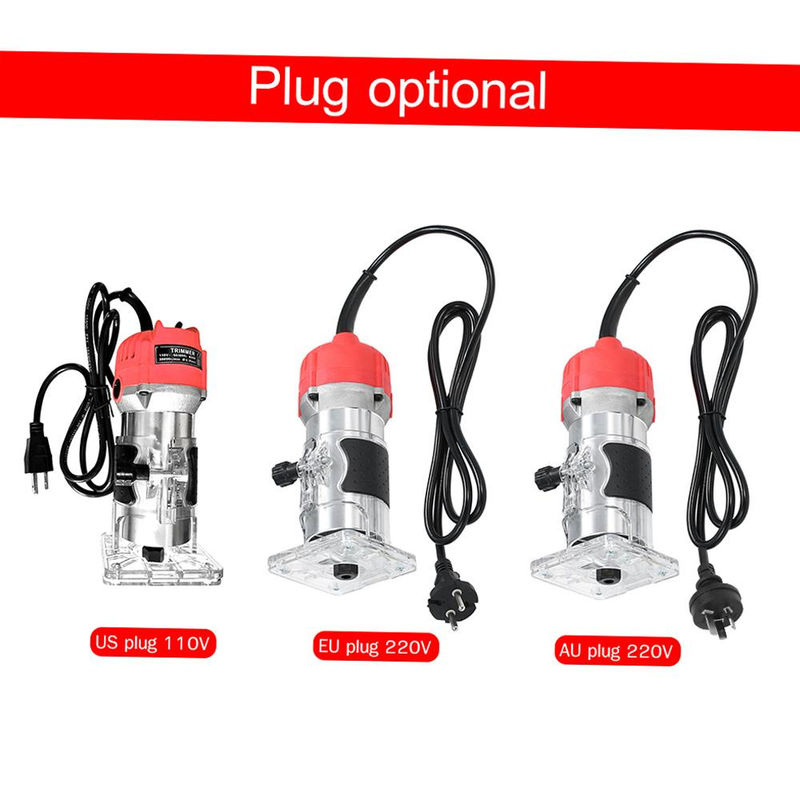 Aimo Kantenfräse mit 800 W und 30000 U/min, elektrischer Trimmer für Holz und Laminat mit transparenter Basis und Kantenführung, Rot - Bild 9