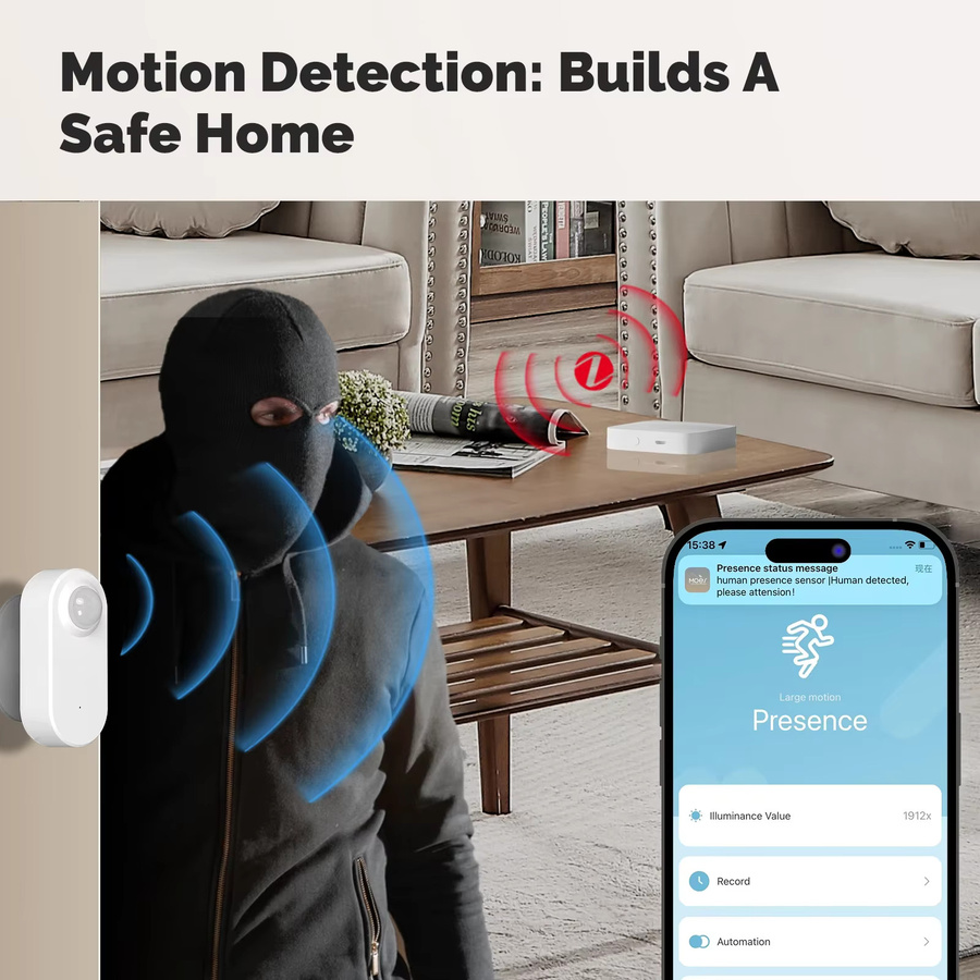 MOES Tuya ZigBee Smart Radar 24GHz MMWave Sensor zur Anwesenheitserkennung in Weiß - Bild 3