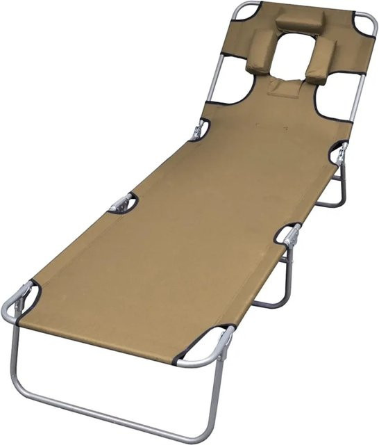 Furnicato Sonnenliege klappbar in Beige mit verstellbarer Rückenlehne und Kopfkissen aus 600D Oxford-Gewebe - Bild 1