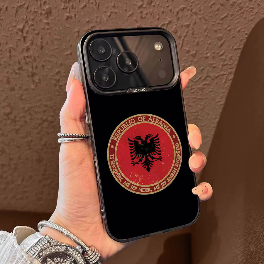 Handyhülle mit Illyrischem Albanien-Flagge Logo Adler für iPhone 17, 16, 15, 14, 13, 12, 11 und Modelle wie Pro, Max, Plus, Air, Mini in Schwarz aus TPU - Bild 2