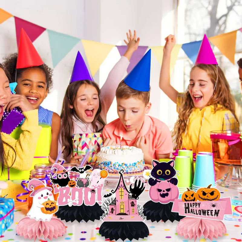 SZ-Damai Halloween Wabenornamente aus Papier in Rosa, 9-teiliges Set für deine Party-Dekoration - Bild 2