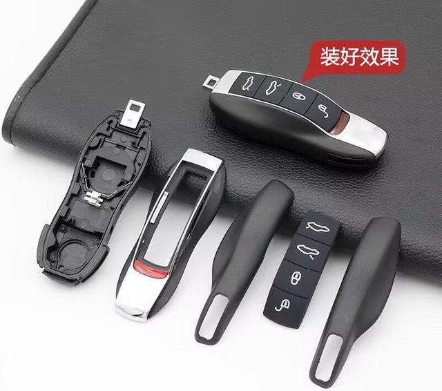 Porsche Auto-Smartkey Ersatzgehäuse mit Logo für Cayenne Macan 718 Boxster 911 in Schwarz - Bild 1