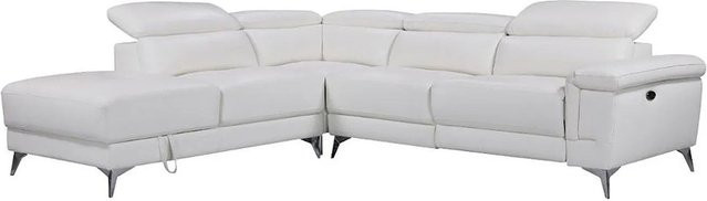 Vente-unique Relaxsofa Pascaline in Elfenbein, L-Form mit Lederbezug und elektrischer Sitzverstellung, Breite: 277 cm - Bild 1
