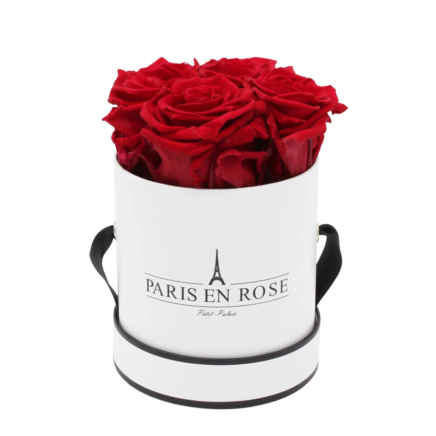 PARIS EN ROSE Rosenbox Weiß-Schwarz mit 4 Bordeaux Rosen, Durchmesser: 10 cm - Bild 2