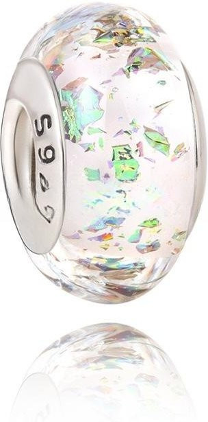 YIRAN Charm, Murano Glas, Kupfer, Regenbogen Schneeflocken Sterne, Weiß, Damen - Bild 1