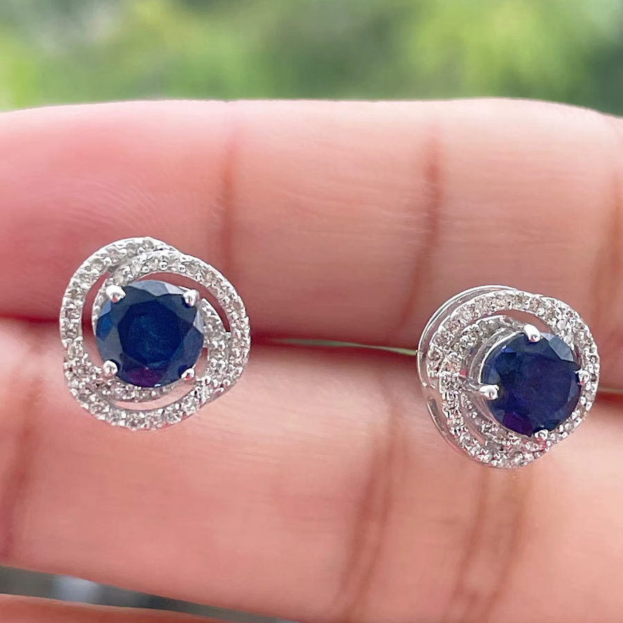 YoYo Ohrstecker, Silber, Zirkonia, blau, Damen - Bild 2