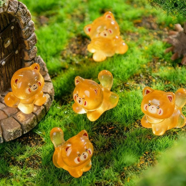 Leuchtende Waschbär-Figuren von Yiran toy in Multicolour zur Dekoration für Feengärten und Anlässe wie Weihnachten oder Geburtstage - Bild 1
