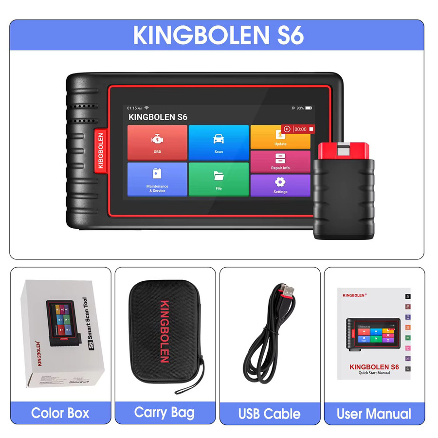 KINGBOLEN S6 Vollsystem-OBD2-Scanner professionelles Diagnosetool mit 28 Reset-Funktionen und EOBD-Scan-Tool FCA SGW in Schwarz - Bild 7