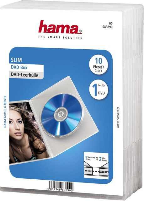 Hama DVD-Leerhülle Slim, 10er-Pack, Transparent - Bild 1