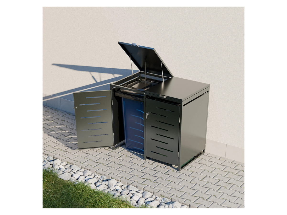 Juskys Mülltonnenbox Arel 2er Metall Gartenbox Aufbewahrungsbox Anthrazit - Bild 2