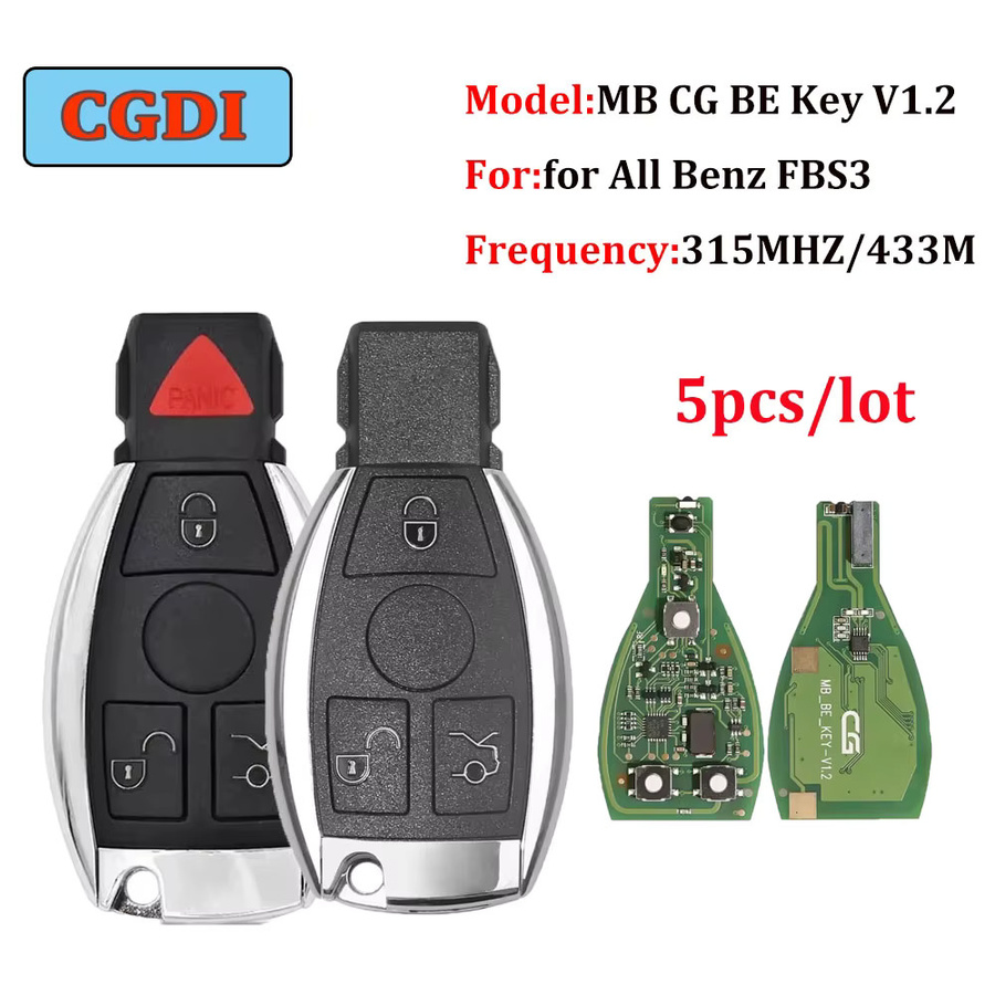 5 Stück CGDI MB CG BE Key V1.2 Autoschlüssel für Benz FBS3 315 MHz/433 MHz in Schwarz - Bild 2