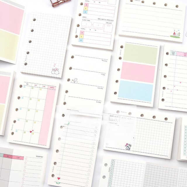 Coliky M5 Nachfüllset für Loseblatt-Notizbücher mit 50 bunten Blättern, Spiralbinder-Ersatz mit wöchentlicher, monatlicher und To-Do-Planung im Linienraster - Bild 1