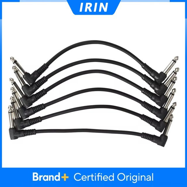 IRIN 6er Set Gitarren Effektpedal Kabel mit 6,35mm Winkelstecker, schwarz, geschirmt und rauscharm - Bild 1