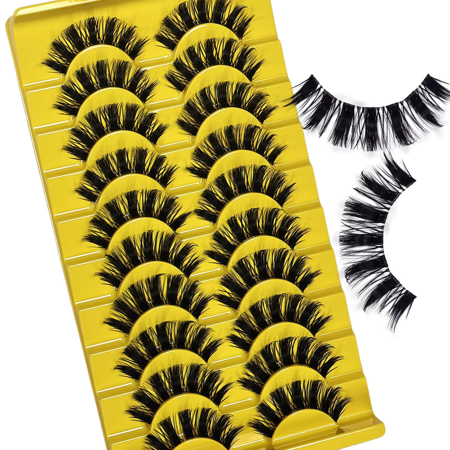 JIEFUXIN Künstliche Wimpern, 10 Paar, 3D Flauschig, Voluminös, Unisex - Bild 2